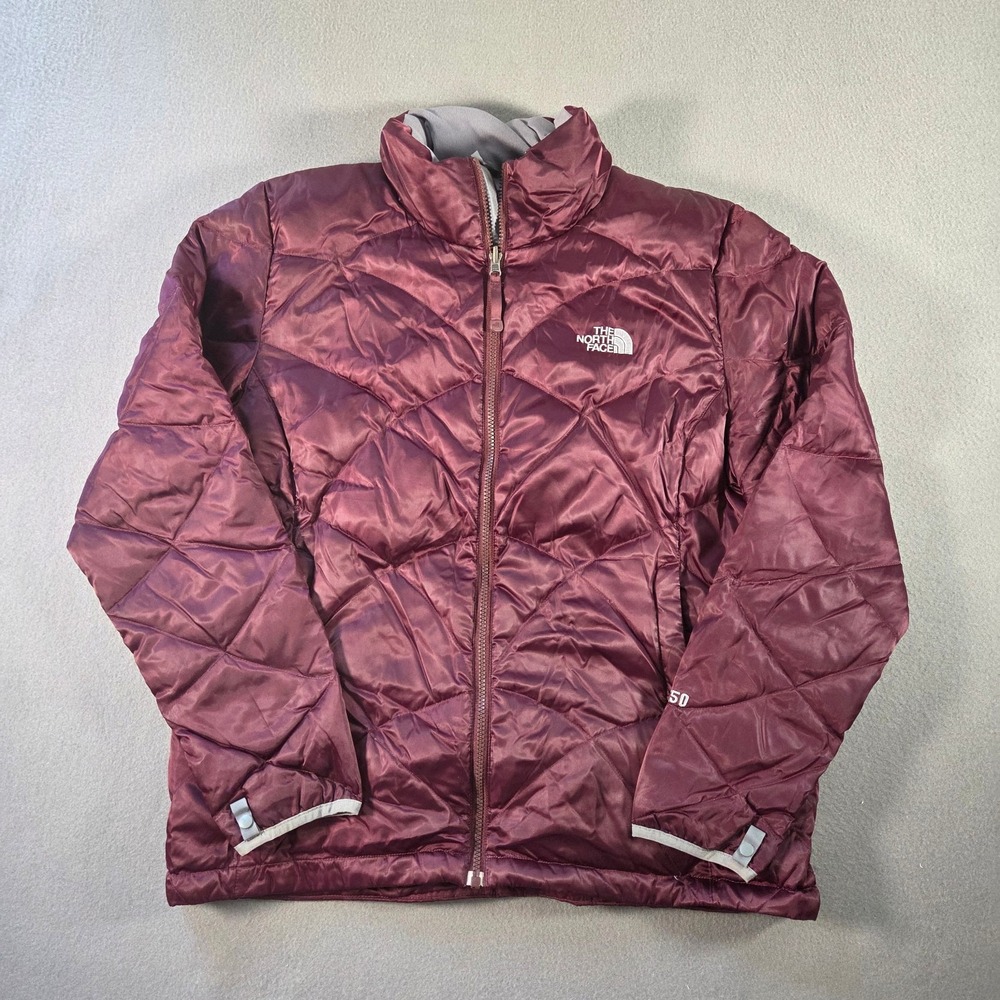 The North Face Aconcagua Puffer Jacket Womens XL Maroon Quilted 550 Down Coat